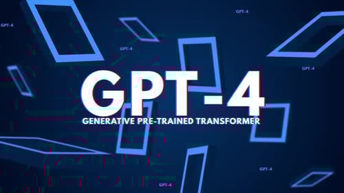 GPT-4-Animation im 3D-Textstil mit mehreren Formen und Farbverlaufshintergrund