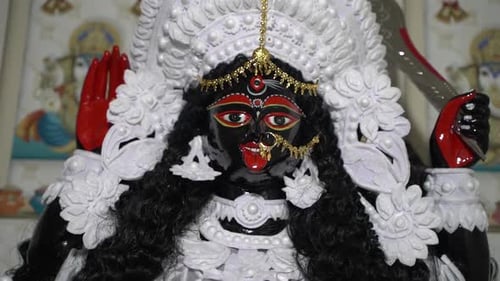 Ornate Religious Figure Statue Close Up Shot