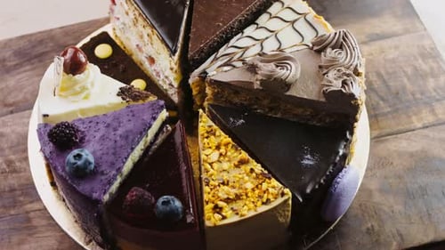 Delicious Assortment of Cake Slices on Platter