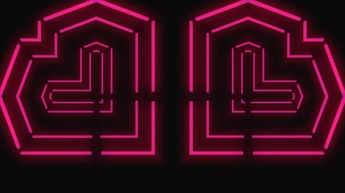 Lebendiger abstrakter geometrischer Tunnelbewegungshintergrund in Neonfarben