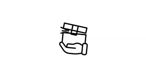 Minimalist Hand Closes Package Line Icon
