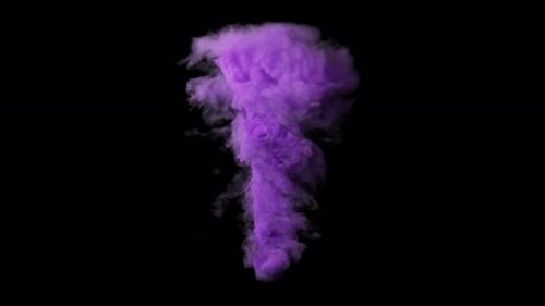 3D-Animation von dichtem violettem und blauem Rauch