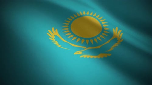 Kazakhstan National Flag Waving Seamless Loop
