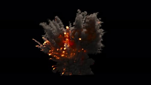 Grande explosion avec des traînées de poussière sur fond transparent