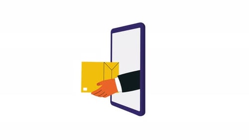 Online Package Delivery from Smartphone in Flat Design