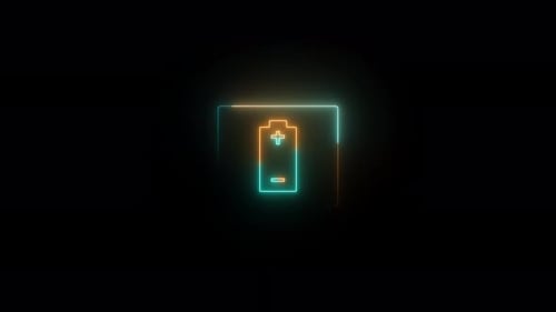 Neon Glowing Battery Icon Animation