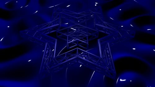 Abstract Blue Wireframe Geometric Star Rotating Loop Background