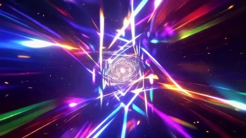 Abstrakte Neonstern-Tunnel-Bewegungsgrafik mit lebendigem Leuchten