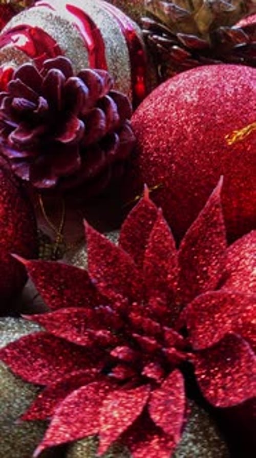 Vertical Video of Christmas Decorative Elements Rotates