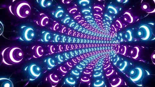 Gestreifter Tunnel mit Neonlicht-Kugeln