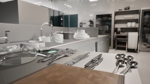 Professional Kitchen , View Counter In Stainless Steel
