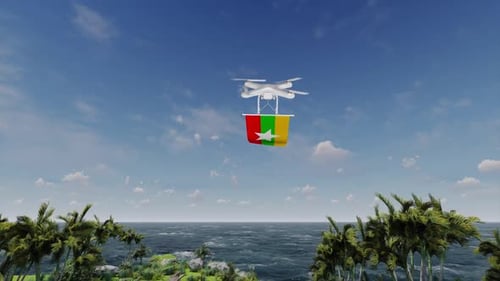 Quadcopter-Drohne mit Flagge Myanmars