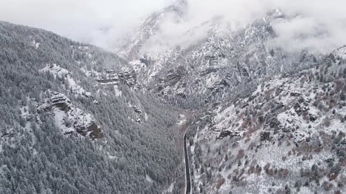 State Route 92 (SR-92) Between Snowy Mountain Of American Fork Canyon In Wasatch Mountains Of Utah,