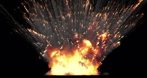 Large Explosion with trails Close up view