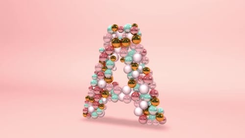 Glossy Spheres Form Elegant Letter A Reveal