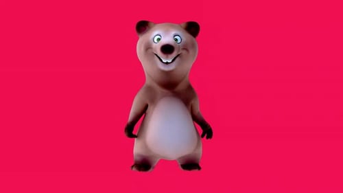 Fun 3D cartoon bear talking and presenting (with alpha channel)