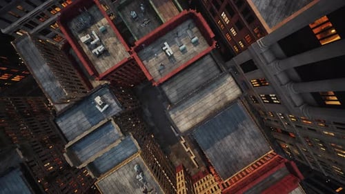 Vista aérea de la ciudad con encrucijadas y edificios