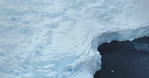 Aerial Panorama Glacier Snow Mass Wall Antarctica