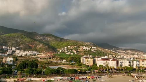 Paragliding Adventure Sport with Parachute Aerial View 4 K Turkey Alanya