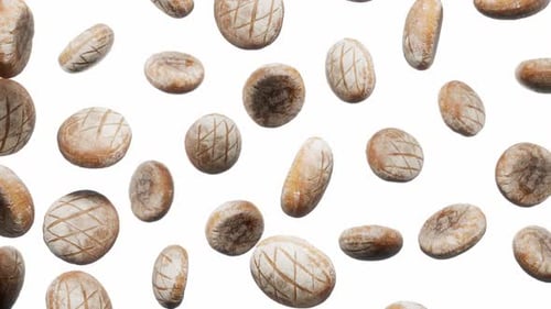 Falling Rustic Bread Loaves on White Background