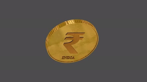 Rotating India Single Currency Coin Symbol Loop + Alpha Channel