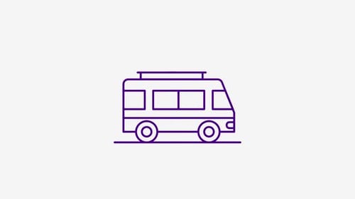 Traveling Camper Van Line Drawing Animation