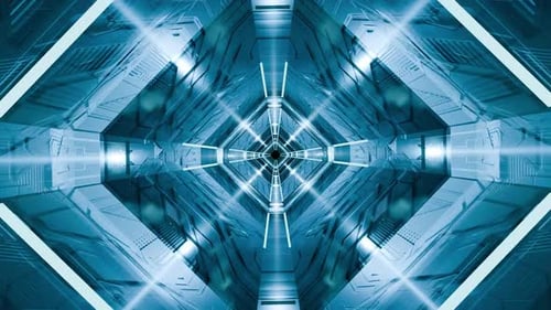 Fond infini de rendu 3D, tunnel de science-fiction fluide, concept cyberpunk