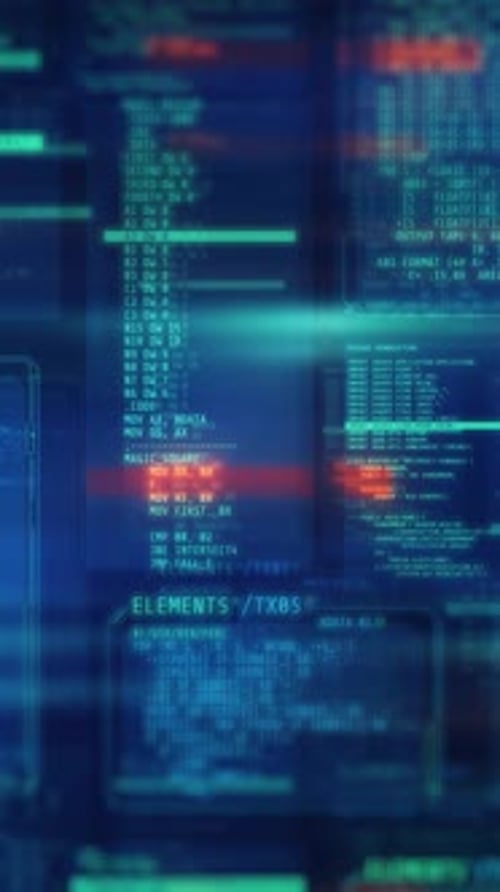 Animation of Digital Space Filled with Code