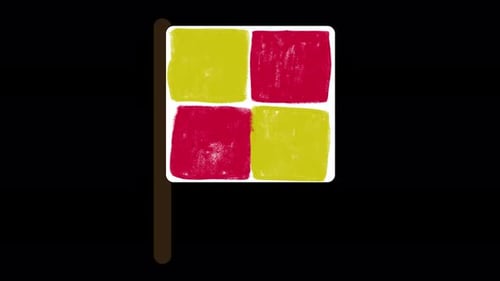 2D Animated Hand-Drawn Red and Yellow Checkered Flag