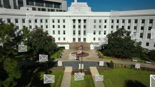 Office Building State of Alabama with Floating Envelopes