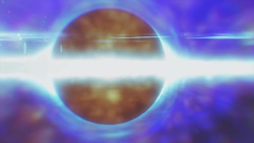 Objeto brilhante abstrato semelhante a um buraco negro cercado por luz brilhante