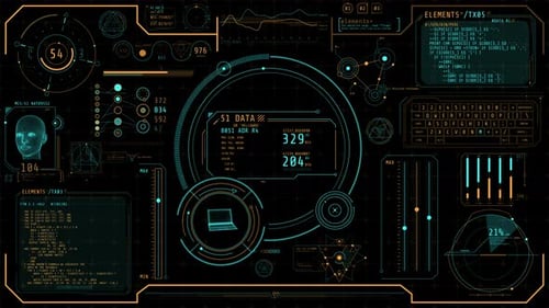 Interface animée de haute technologie pour le traitement de différentes données
