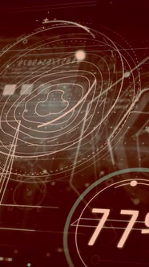 Animated Futuristic HUD Interface with Global Data Network and Tech Elements