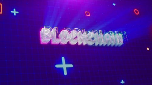 Blockchain Glitch Text Reveal and Disappear Animation