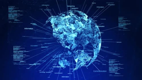 Globe Rotating Earth with Connections and Social Media Interfaces