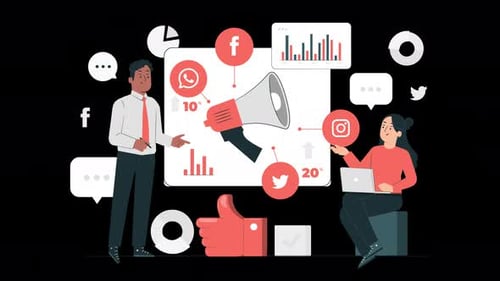 Two men reviewing gender-based statistics, analyzing graphs on alpha channel