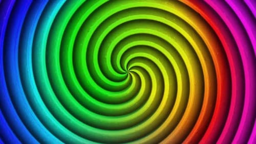 Colorful circular spiral rotating background endless loop