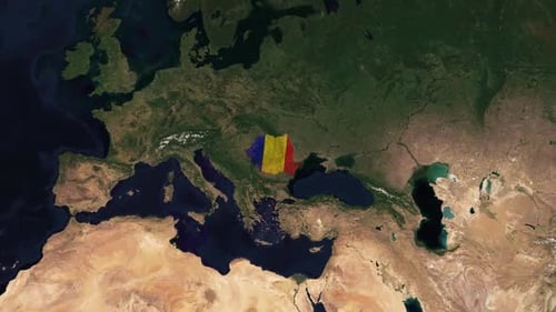 Romania Map Flag Country Reveal Animation