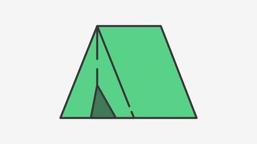 Animated Camping Tent Icon Line Art