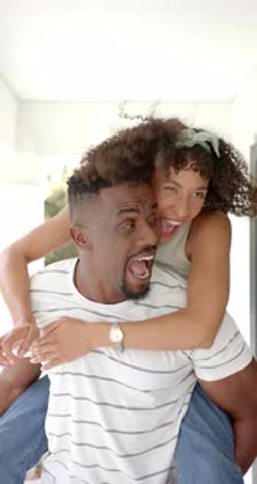Playful Couple, Piggyback Ride in Home