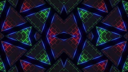 Neon Geometric Grid Pulsing Abstract Motion Background