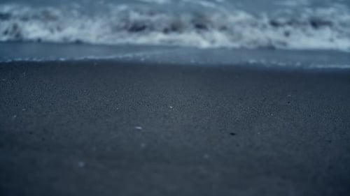White Wave Crashing Beach Sand. Blue Sea Water Surface Splashing on Coastline