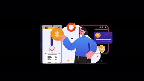 Animated Mobile Payment and Secure Digital Transaction Illustration