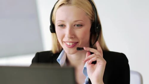 Of Attractive Helpline Operator in Office