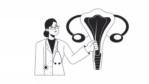 Female Gynecologist Bw Animation