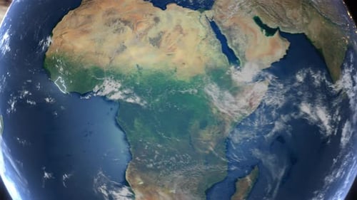 Realistic Earth Orbit and Zoom Glowing Borders Liberia