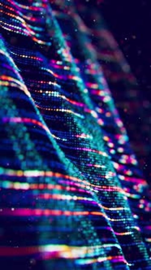 Abstract Futuristic Glowing Particle Wave for Vertical Digital Displays
