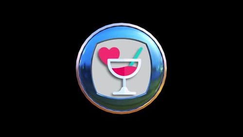 Animated 3D Love Cocktail Icon Rotation