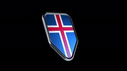 Animated 3D Metallic Shield Emblem With National Flag