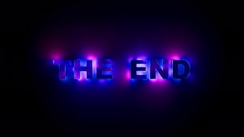 The End Cinematic Neon Gradient Text Loop with Atmospheric Glow Motion. Looped animation